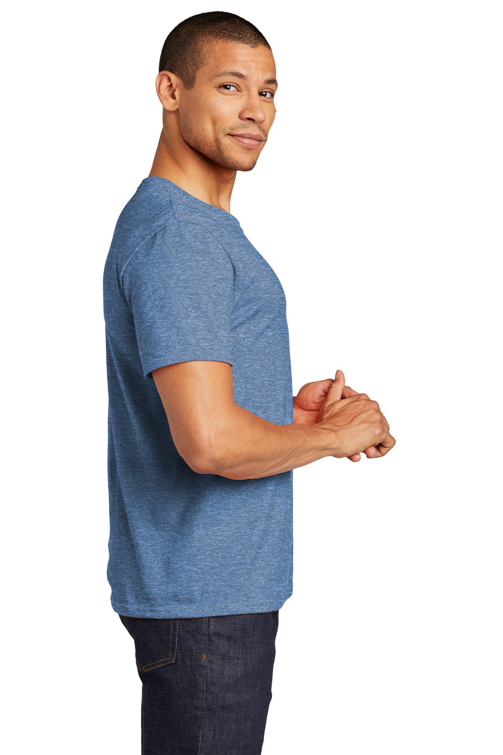 Jerzees 560M Mens Premium Blend Ring Spun Short Sleeve Crewneck T-Shirt Heather Carolina Blue Side