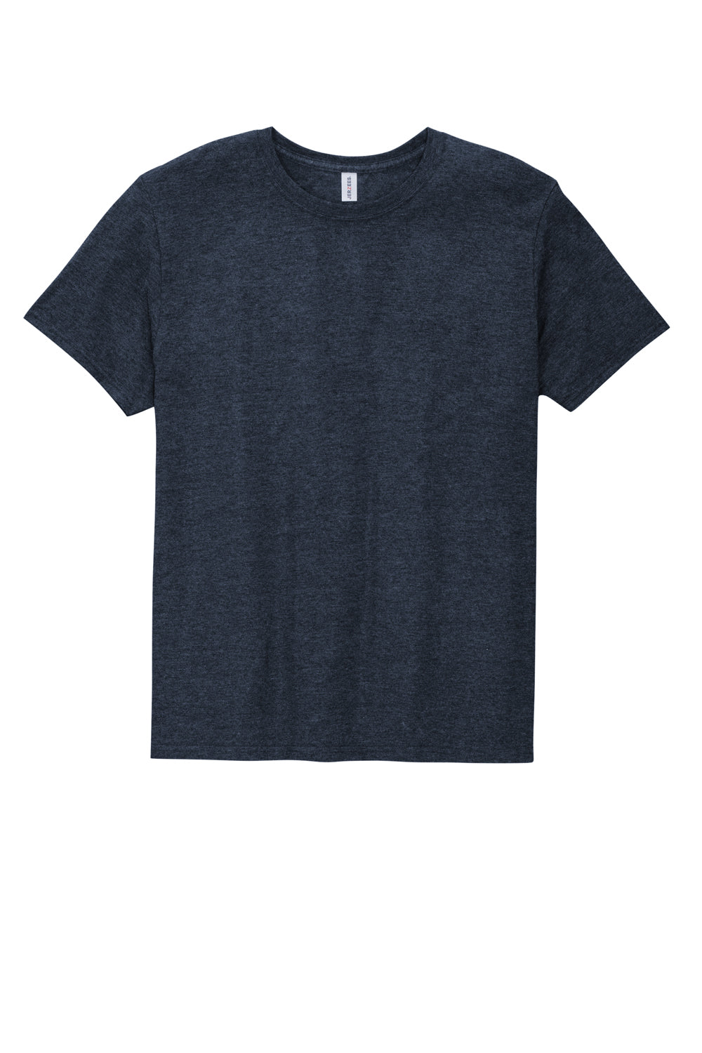 Jerzees 560M Mens Premium Blend Ring Spun Short Sleeve Crewneck T-Shirt Heather Indigo Blue Flat Front