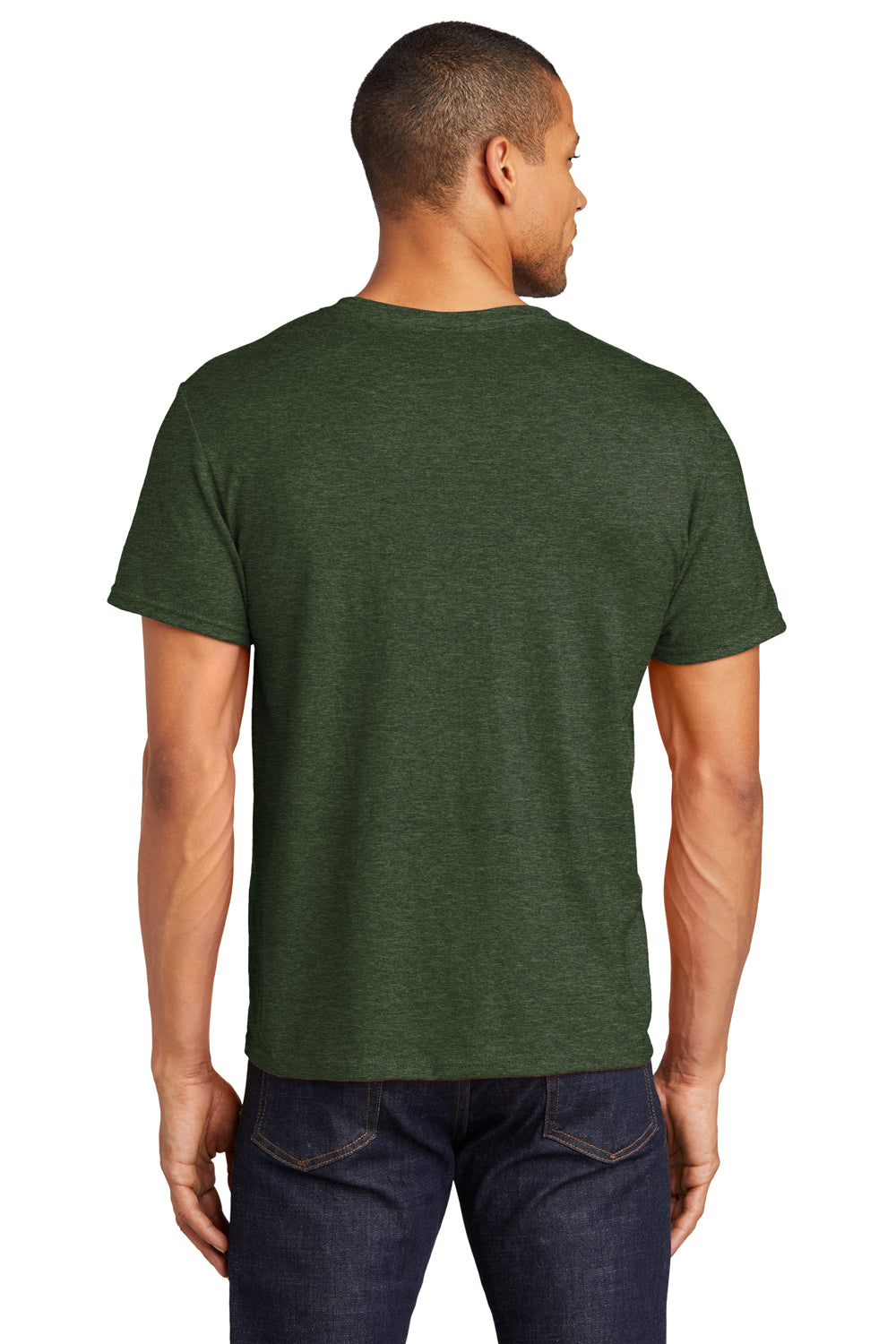 Jerzees 560M Mens Premium Blend Ring Spun Short Sleeve Crewneck T-Shirt Heather Military Green Back