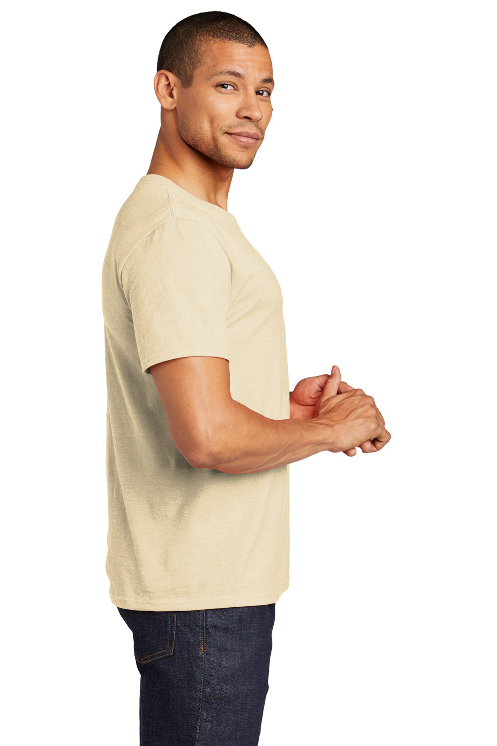 Jerzees 560M Mens Premium Blend Ring Spun Short Sleeve Crewneck T-Shirt Heather Sweet Cream Side