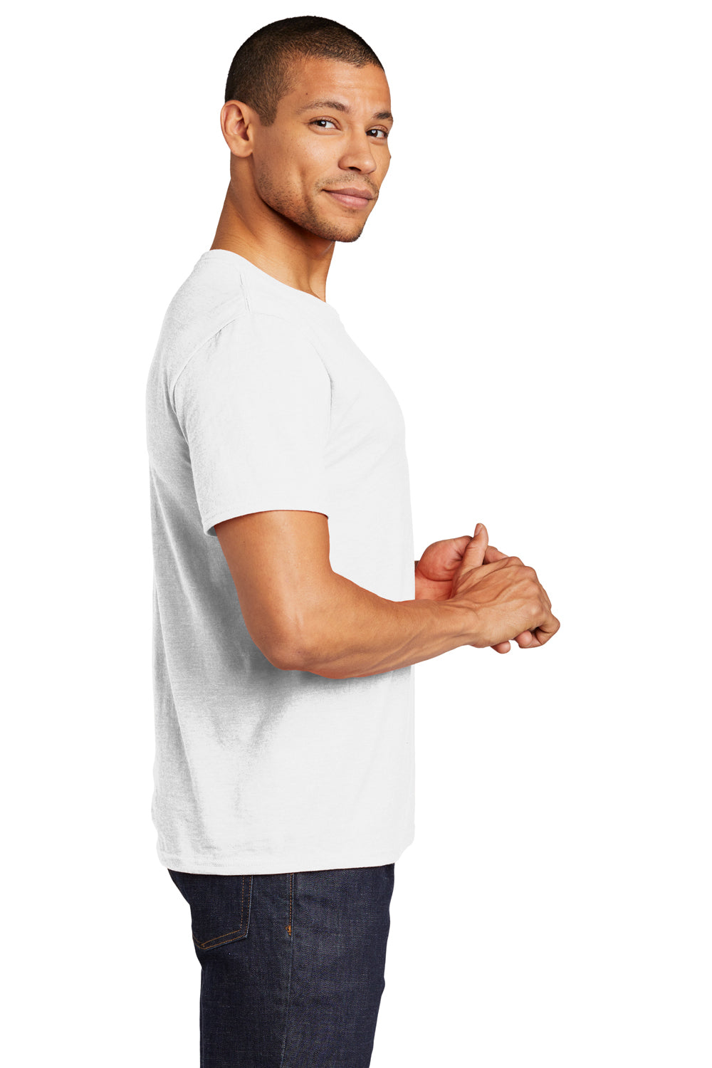 Jerzees 560M Mens Premium Blend Ring Spun Short Sleeve Crewneck T-Shirt White Side