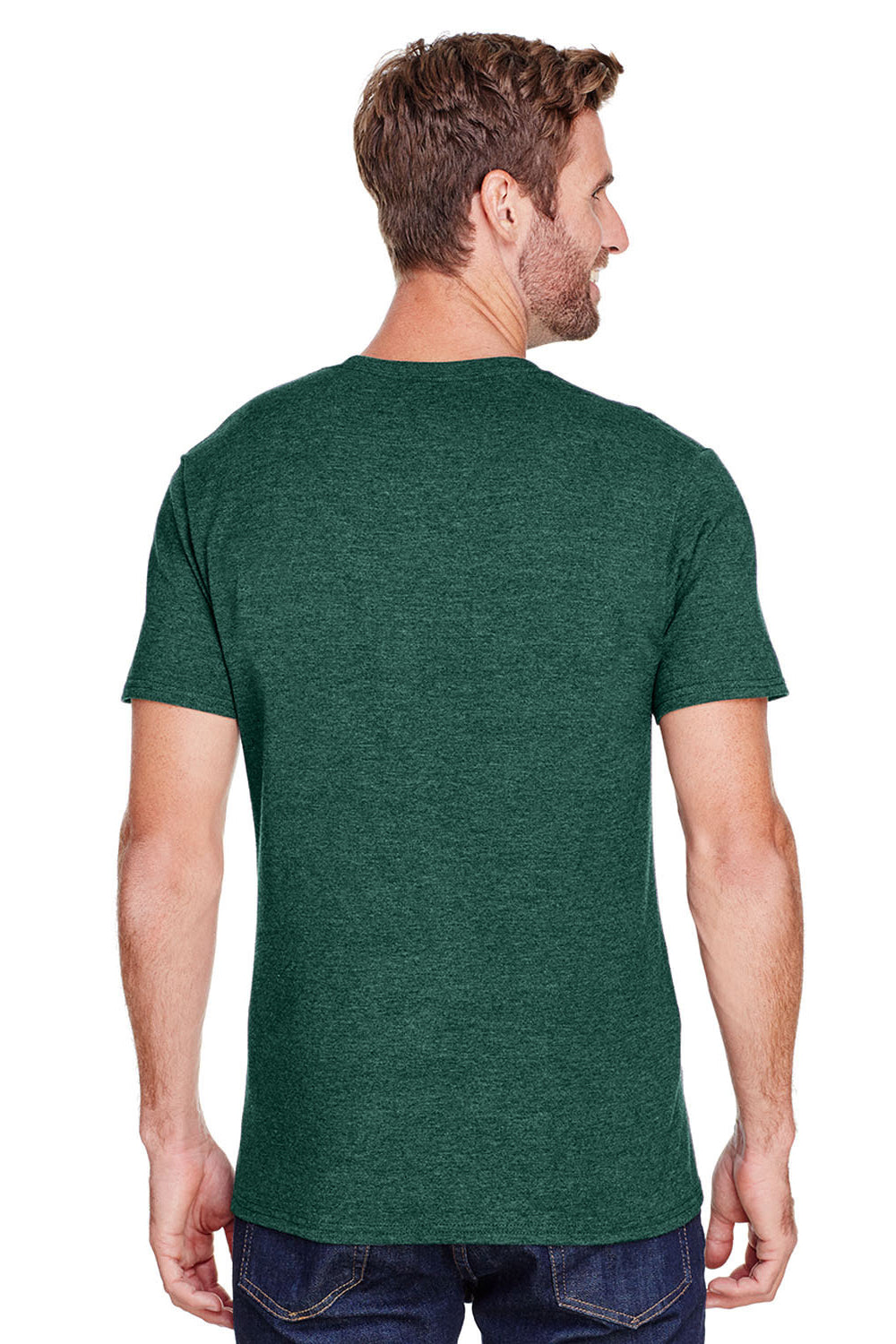 Jerzees 560MR Mens Premium Blend Short Sleeve Crewneck T-Shirt Heather Forest Green Back