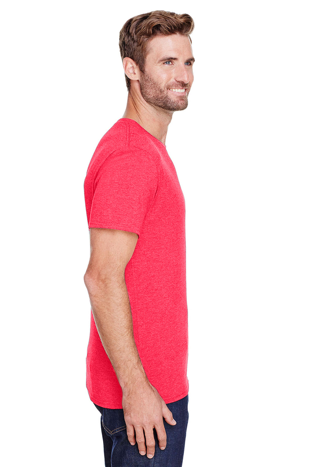 Jerzees 560MR Mens Premium Blend Short Sleeve Crewneck T-Shirt Heather Fiery Red Side