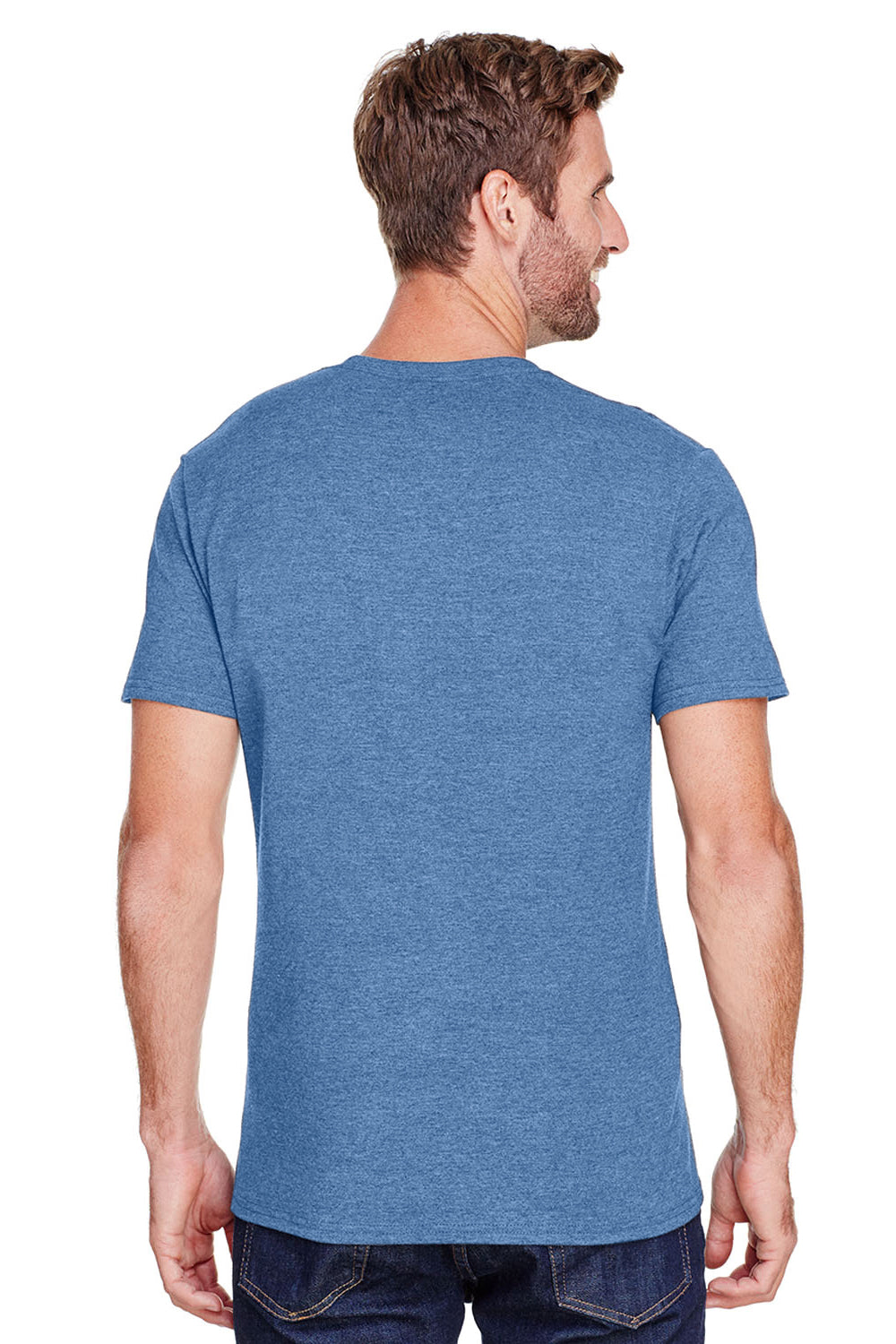 Jerzees 560MR Mens Premium Blend Short Sleeve Crewneck T-Shirt Heather Denim Blue Back