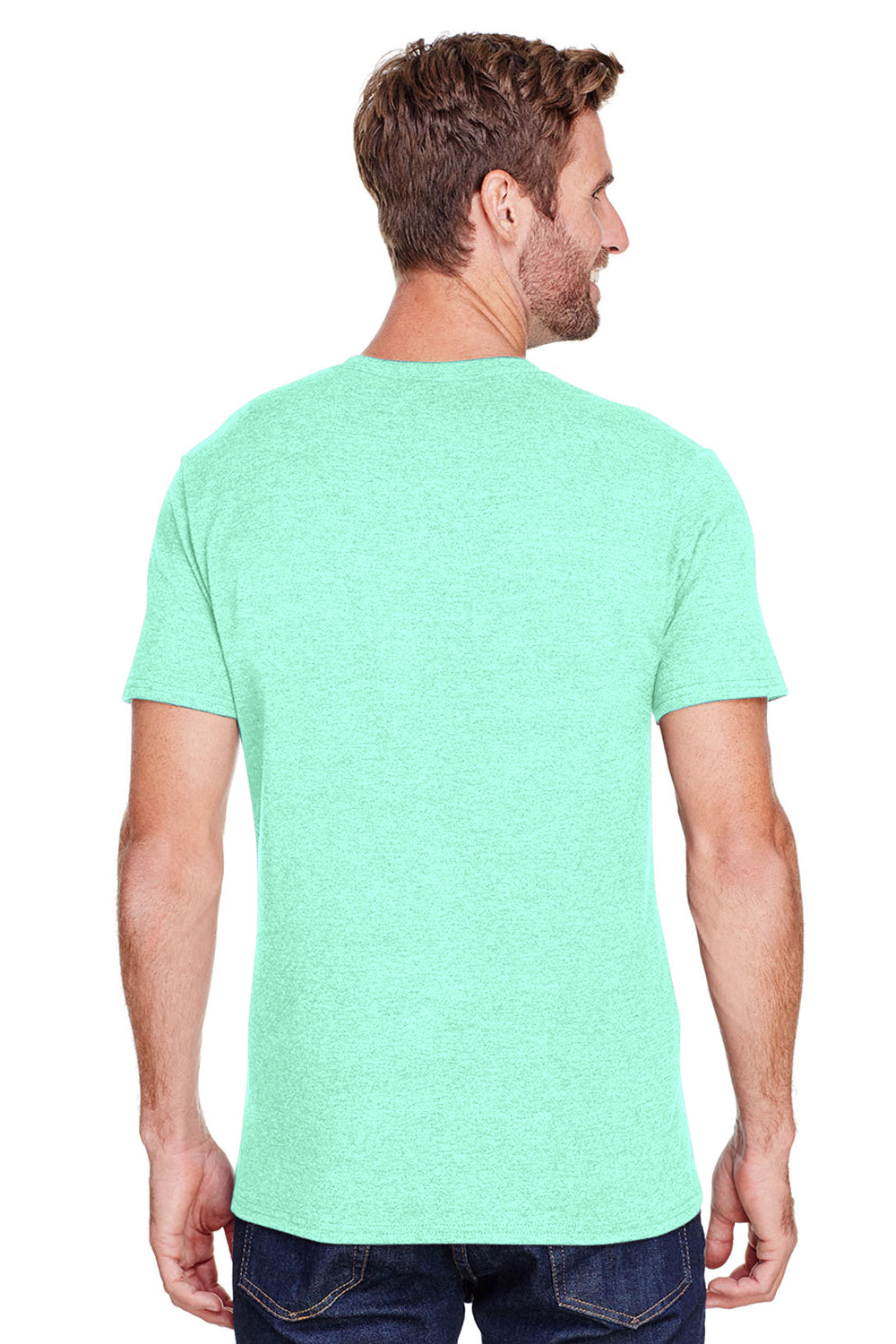 Jerzees 560MR Mens Premium Blend Short Sleeve Crewneck T-Shirt Heather Mint Green Back