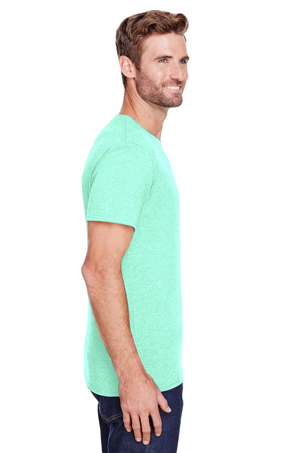 Jerzees 560MR Mens Premium Blend Short Sleeve Crewneck T-Shirt Heather Mint Green Side