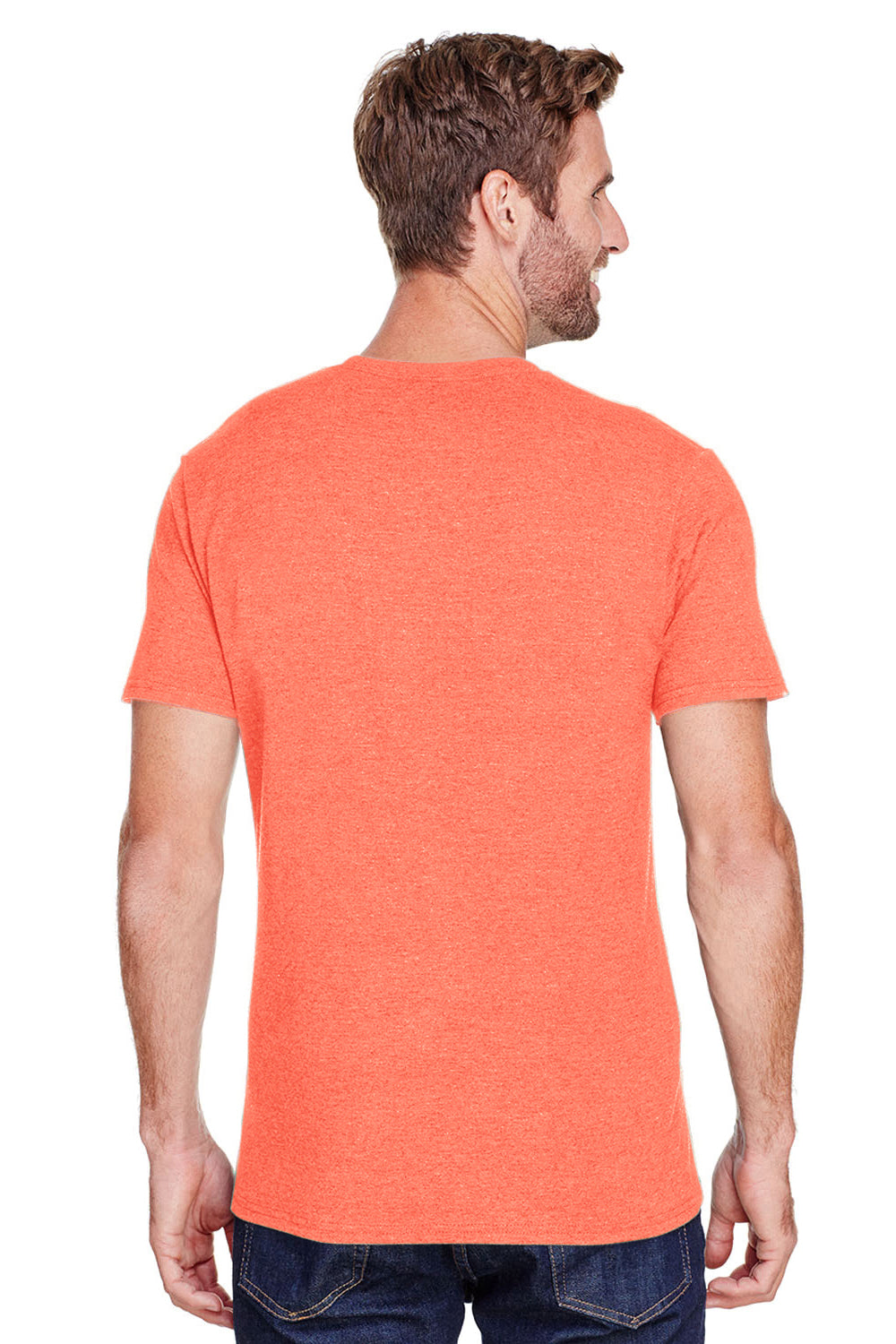 Jerzees 560MR Mens Premium Blend Short Sleeve Crewneck T-Shirt Heather Orange Back