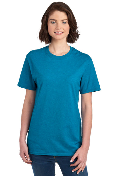 Jerzees 560MR/560M Mens Premium Blend Short Sleeve Crewneck T-Shirt Heather Digi Teal Blue Front