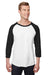 Jerzees 560RR Mens Premium Blend Baseball 3/4 Sleeve Crewneck T-Shirt White/Black Front
