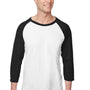 Jerzees Mens Premium Blend Baseball Moisture Wicking 3/4 Sleeve Crewneck T-Shirt - White/Black