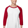Jerzees Mens Premium Blend Baseball Moisture Wicking 3/4 Sleeve Crewneck T-Shirt - White/True Red