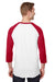Jerzees 560RR Mens Premium Blend Baseball 3/4 Sleeve Crewneck T-Shirt White/Red Back