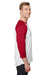 Jerzees 560RR Mens Premium Blend Baseball 3/4 Sleeve Crewneck T-Shirt White/Red Side