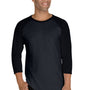 Jerzees Mens Premium Blend Baseball Moisture Wicking 3/4 Sleeve Crewneck T-Shirt - Heather Black/Black