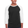 Jerzees Mens Premium Blend Baseball Moisture Wicking 3/4 Sleeve Crewneck T-Shirt - Black/White
