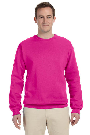 Jerzees 562 Mens NuBlend Fleece Crewneck Sweatshirt Cyber Pink Front