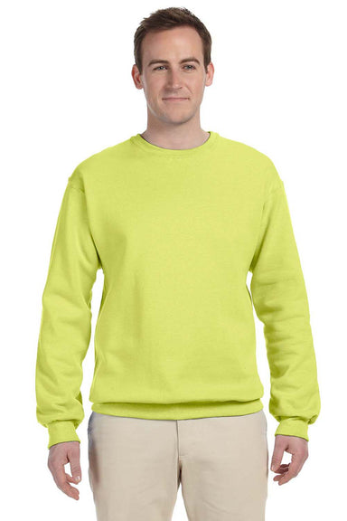 Jerzees 562 Mens NuBlend Fleece Crewneck Sweatshirt Safety Green Front