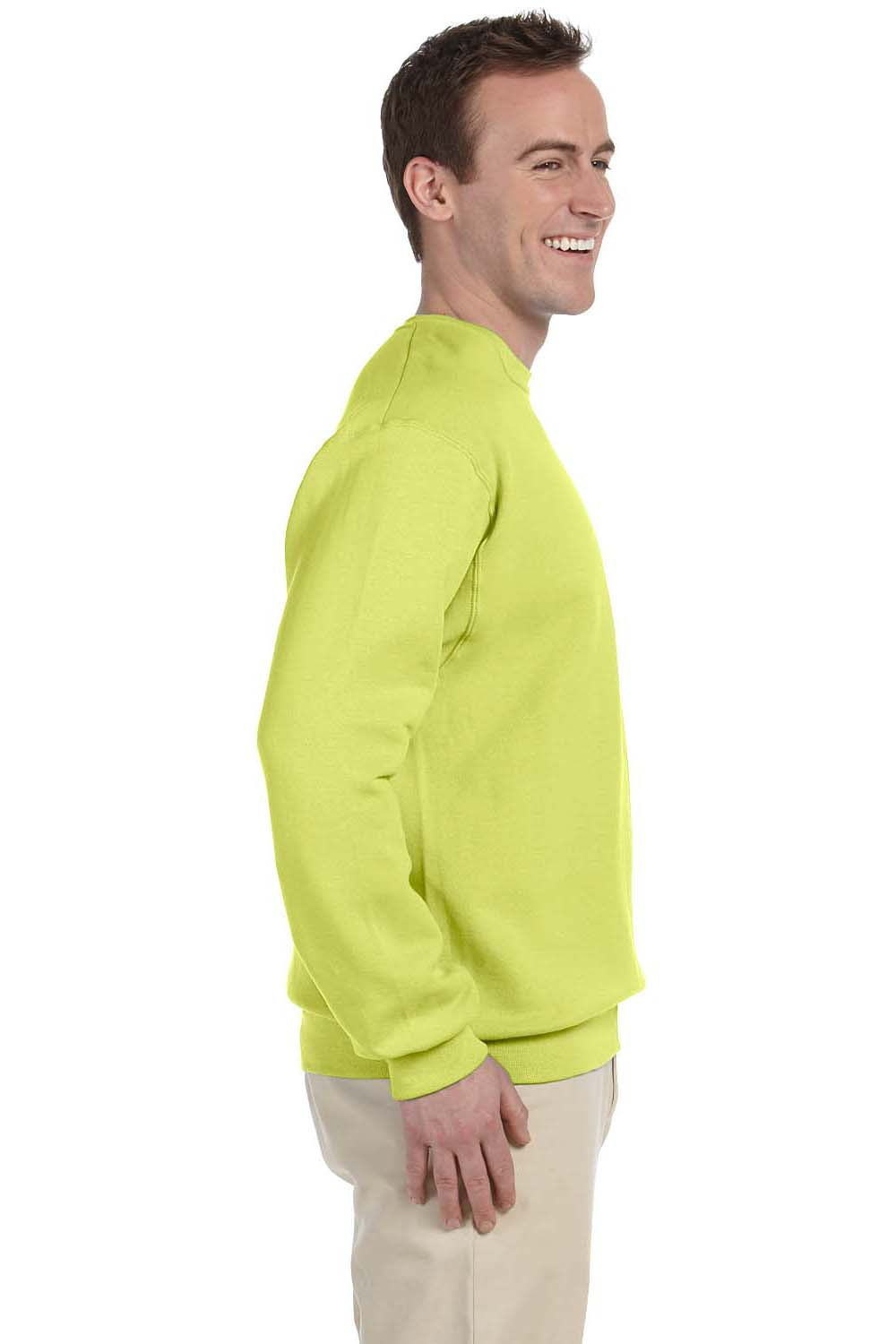 Jerzees 562 Mens NuBlend Fleece Crewneck Sweatshirt Safety Green Side