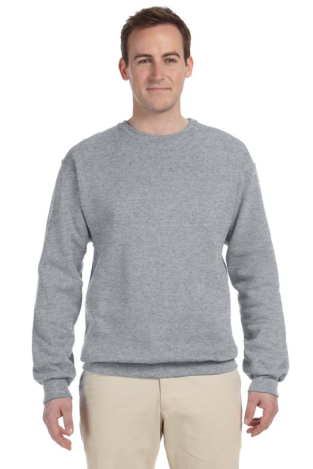 Jerzees 562 Mens NuBlend Fleece Crewneck Sweatshirt Oxford Grey Front