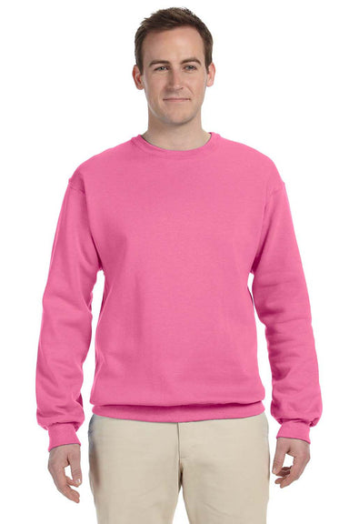 Jerzees 562 Mens NuBlend Fleece Crewneck Sweatshirt Neon Pink Front