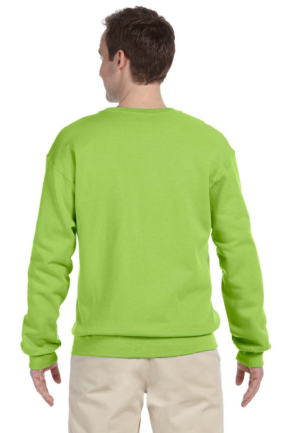 Jerzees 562 Mens NuBlend Fleece Crewneck Sweatshirt Neon Green Back