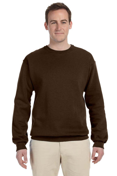 Jerzees 562 Mens NuBlend Fleece Crewneck Sweatshirt Chocolate Brown Front