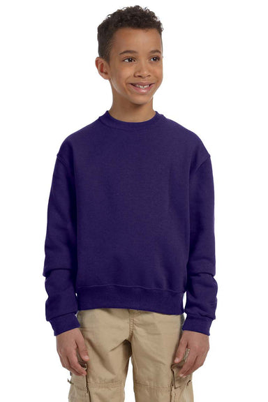Jerzees 562B Youth NuBlend Fleece Crewneck Sweatshirt Purple Front