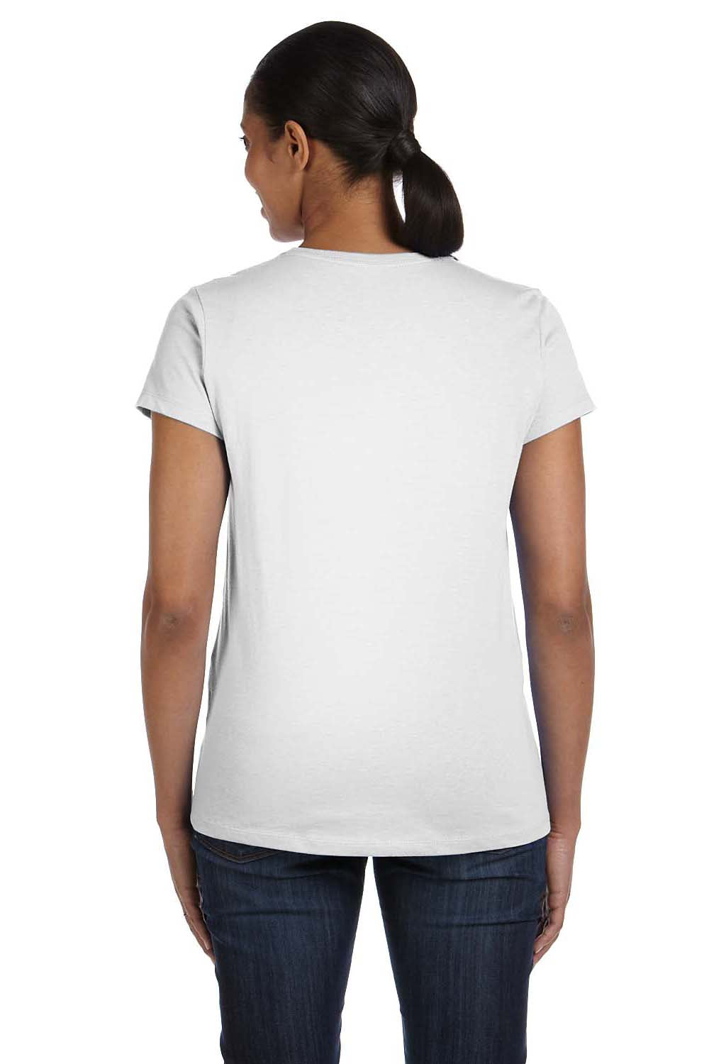 Hanes 5680 Womens ComfortSoft Short Sleeve Crewneck T-Shirt White Back