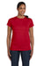 Hanes 5680 Womens ComfortSoft Short Sleeve Crewneck T-Shirt Red Front