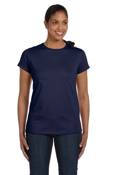 Hanes 5680 Womens ComfortSoft Short Sleeve Crewneck T-Shirt Navy Blue Front