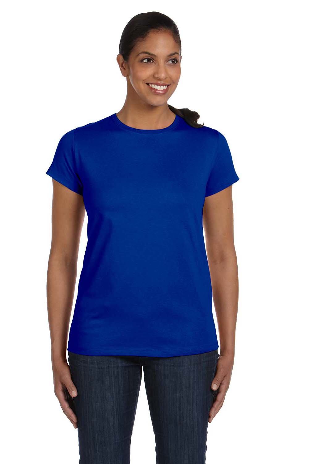 Hanes 5680 Womens ComfortSoft Short Sleeve Crewneck T-Shirt Royal Blue Front