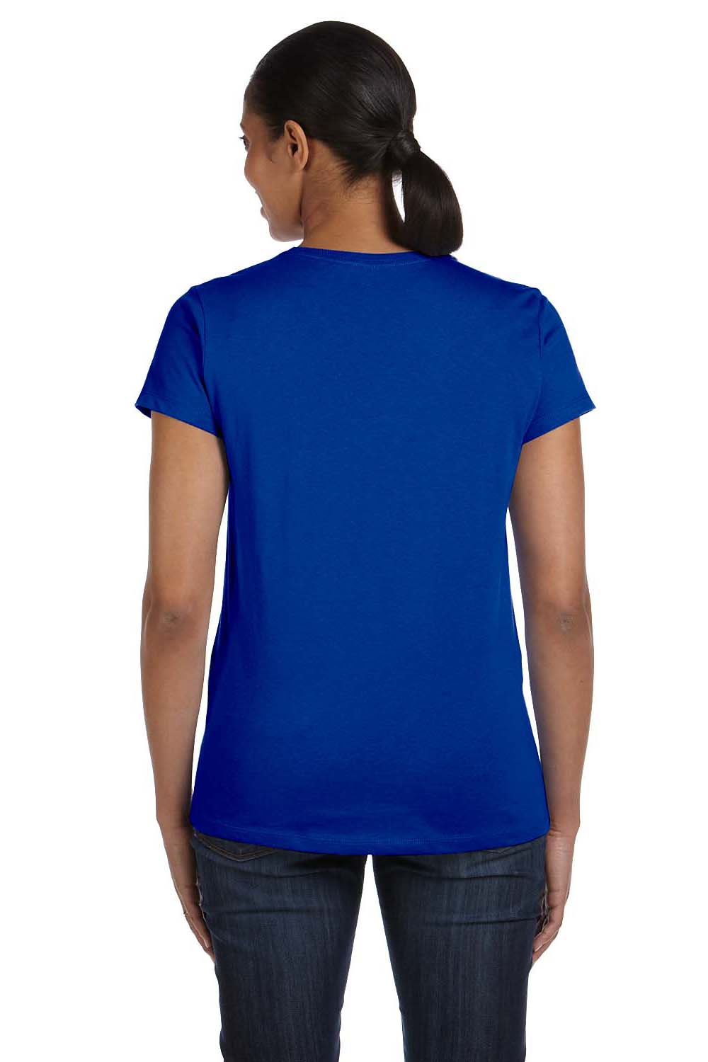 Hanes 5680 Womens ComfortSoft Short Sleeve Crewneck T-Shirt Royal Blue Back