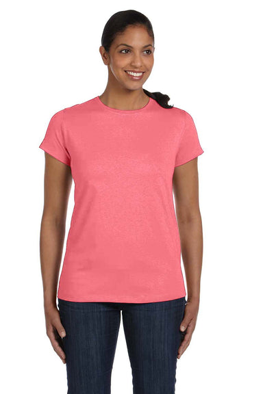 Hanes 5680 Womens ComfortSoft Short Sleeve Crewneck T-Shirt Coral Pink Front