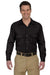 Dickies 574 Mens Moisture Wicking Long Sleeve Button Down Shirt w/ Double Pockets Black Front