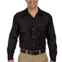 Dickies Mens Moisture Wicking Long Sleeve Button Down Shirt w/ Double Pockets - Black