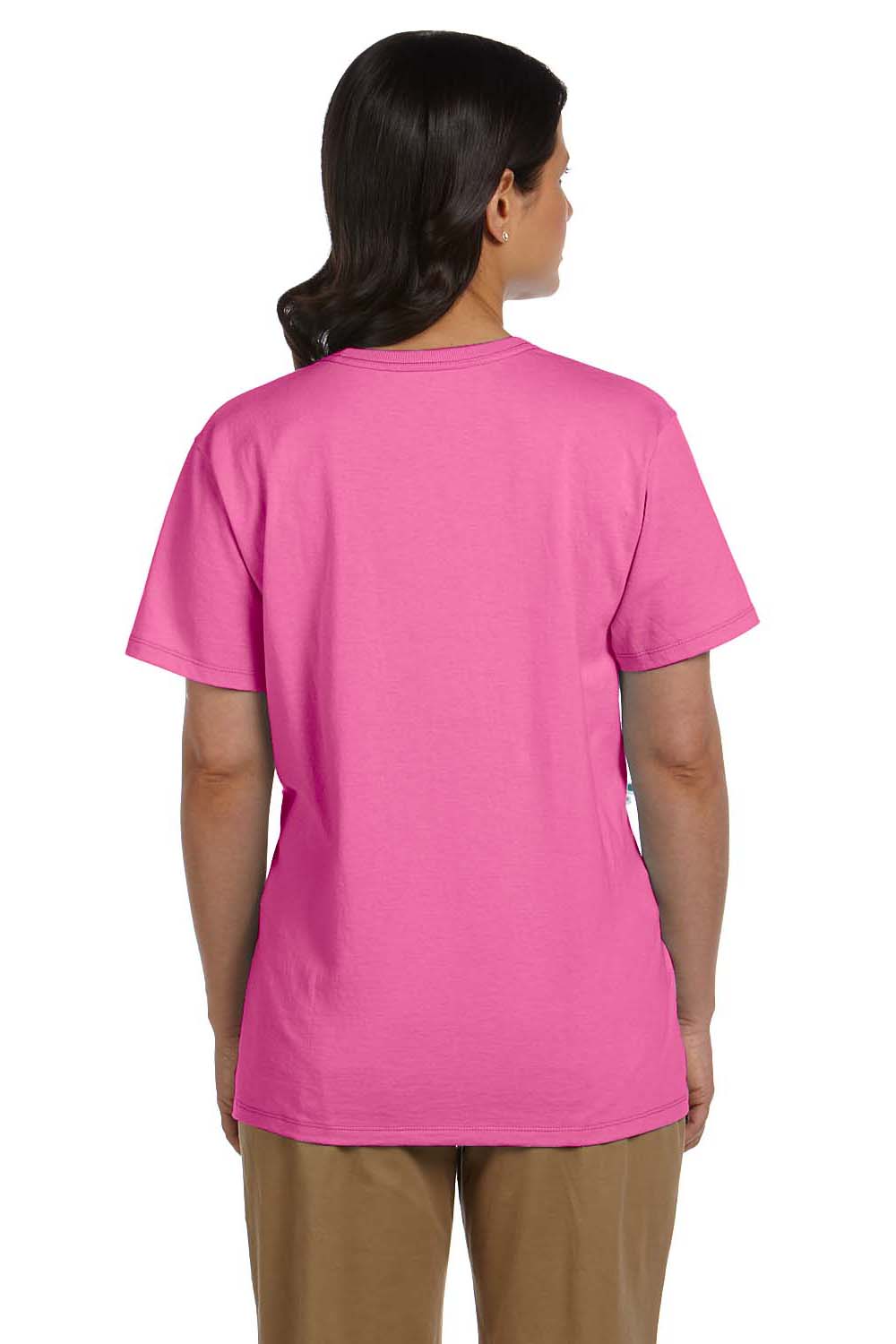 Hanes 5780 Womens ComfortSoft Short Sleeve V-Neck T-Shirt Pink Back