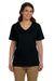 Hanes 5780 Womens ComfortSoft Short Sleeve V-Neck T-Shirt Black Front