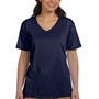 Hanes Womens ComfortSoft Short Sleeve V-Neck T-Shirt - Navy Blue - Closeout