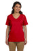 Hanes 5780 Womens ComfortSoft Short Sleeve V-Neck T-Shirt Red Front