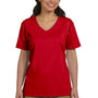 Hanes Womens ComfortSoft Short Sleeve V-Neck T-Shirt - Deep Red - Closeout