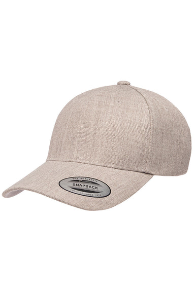 Yupoong 5789M Mens Premium Snapback Hat Heather Grey Front
