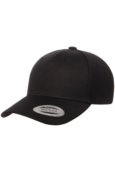 Yupoong 5789M Mens Premium Snapback Hat Black Front