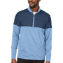 Puma Mens Cloudspun Moisture Wicking Warm Up 1/4 Zip Sweatshirt - Bell Blue/Dark Denim Blue