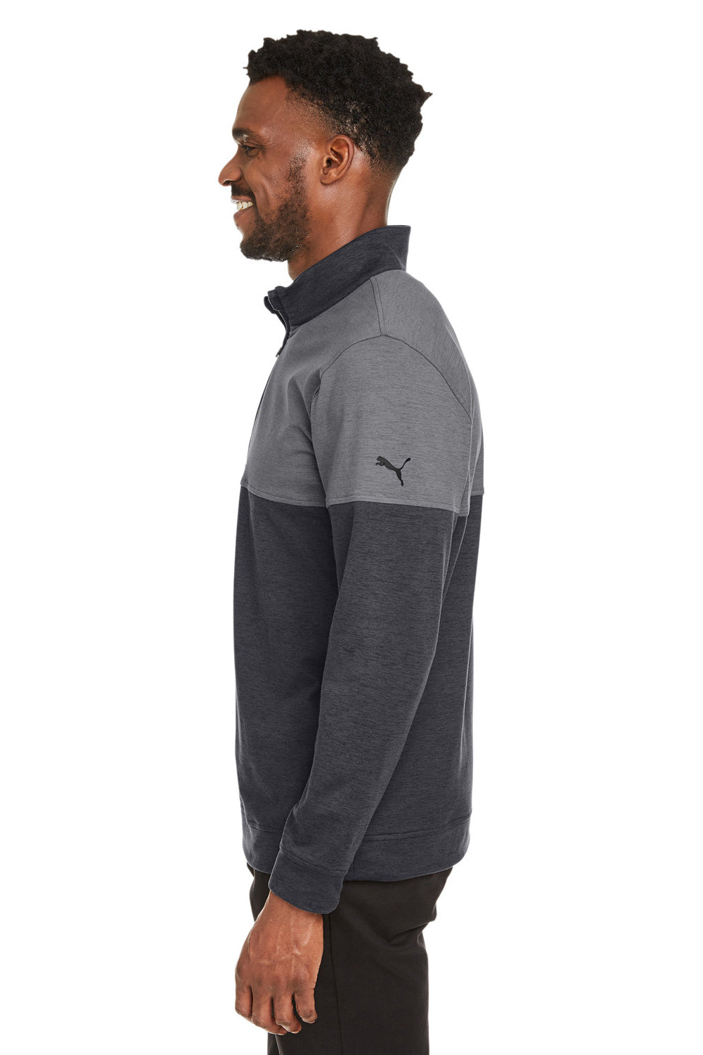 Puma 595803 Mens Cloudspun Warm Up 1/4 Zip Sweatshirt Black/Quiet Shade Grey Side
