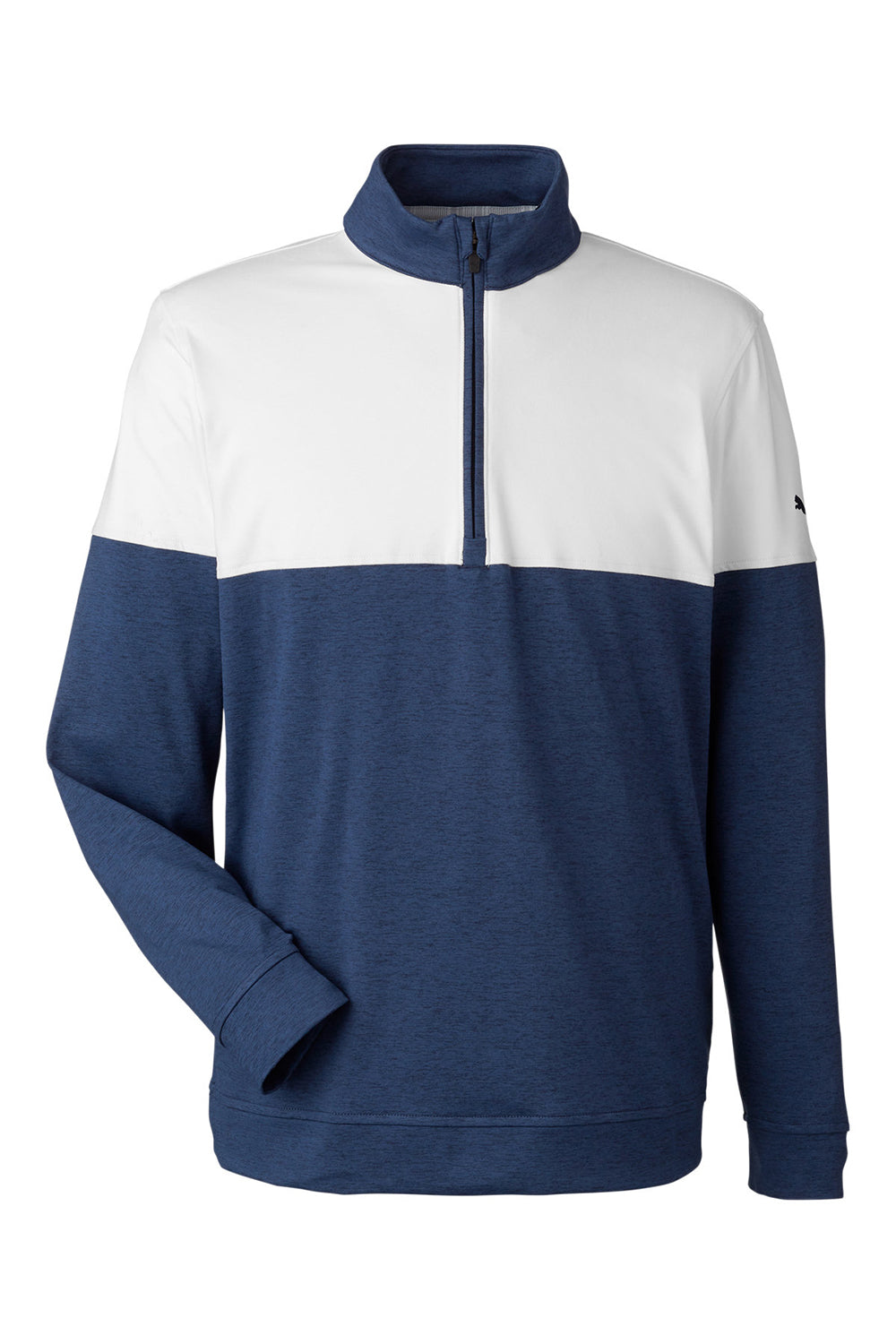 Puma 595803 Mens Cloudspun Warm Up 1/4 Zip Sweatshirt Peacoat Blue/White Flat Front