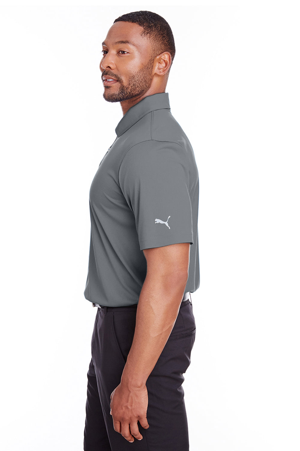 Puma 596799 Mens Icon Performance Moisture Wicking Short Sleeve Polo Shirt Grey Side