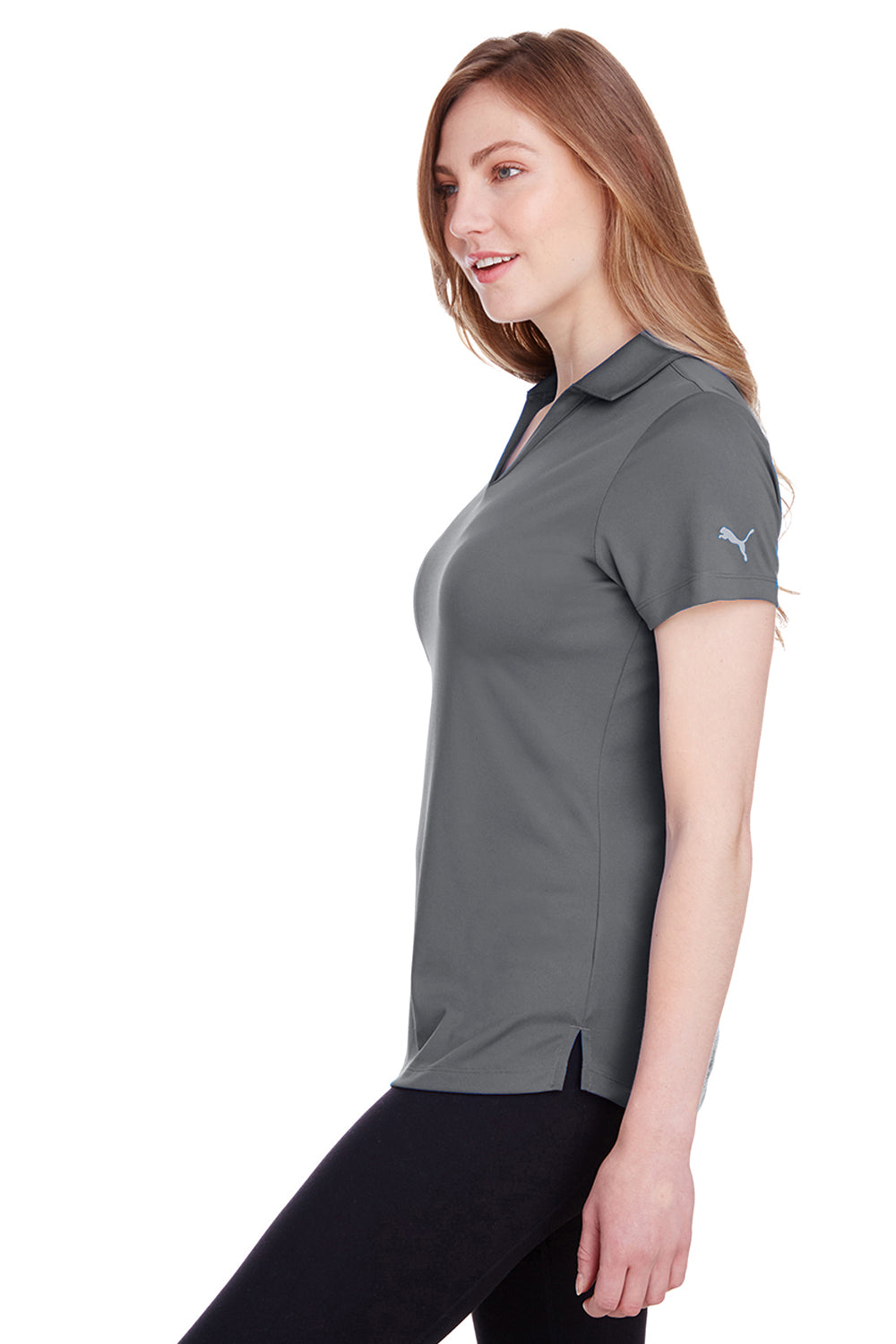 Puma 596800 Womens Icon Performance Moisture Wicking Short Sleeve Polo Shirt Grey Side