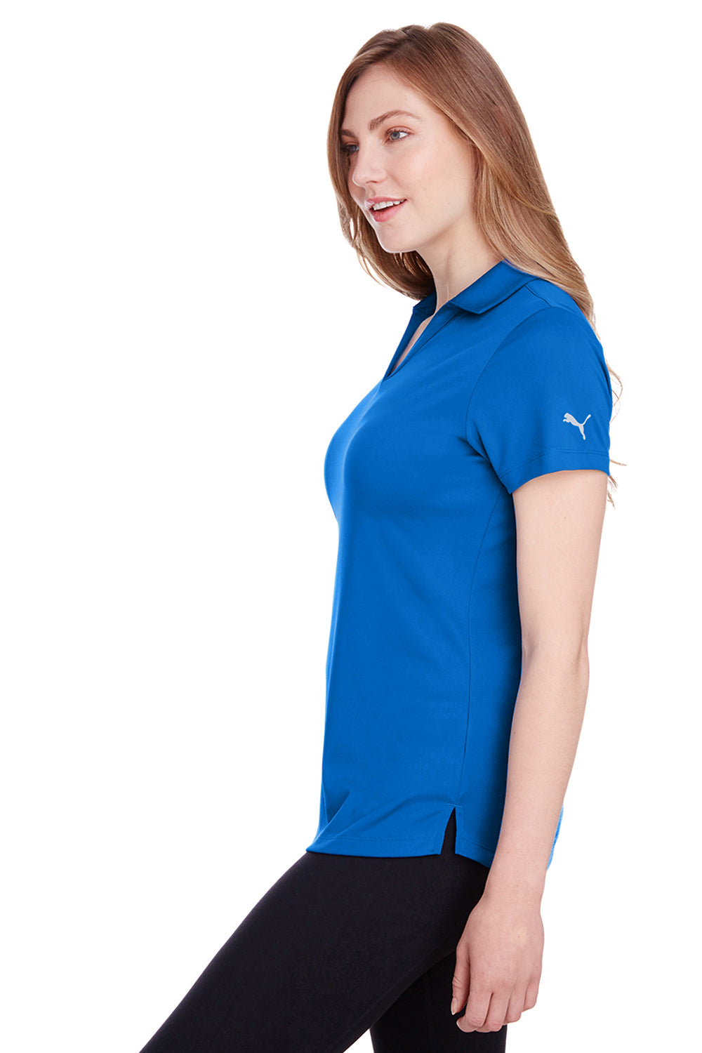 Puma 596800 Womens Icon Performance Moisture Wicking Short Sleeve Polo Shirt Royal Blue Side