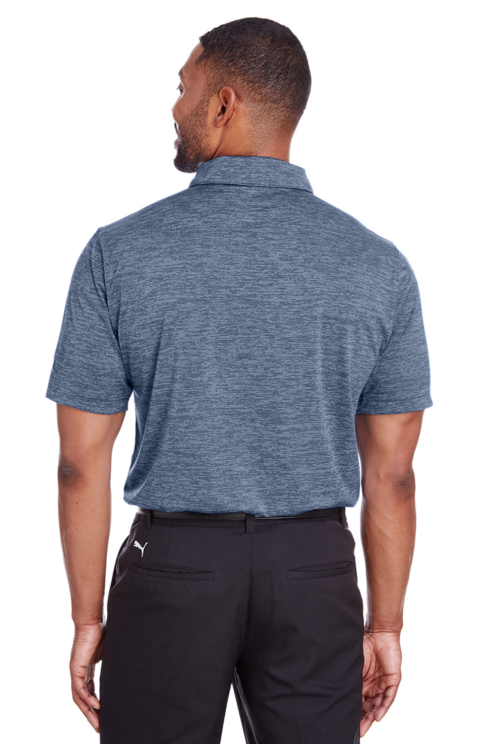 Puma 596801 Mens Icon Performance Moisture Wicking Short Sleeve Polo Shirt Navy Blue Back