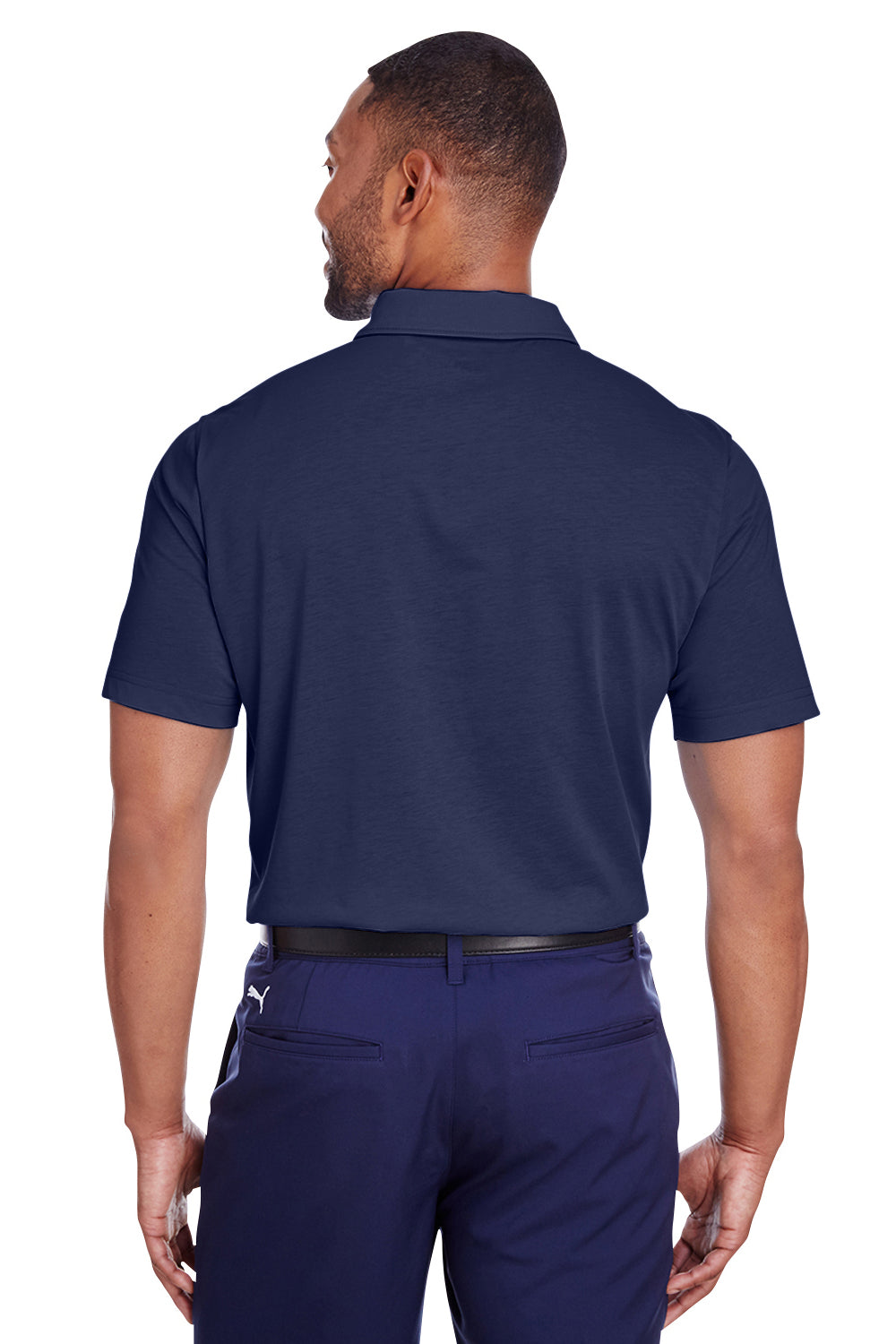 Puma 596920 Mens Fusion Performance Moisture Wicking Short Sleeve Polo Shirt Navy Blue Back